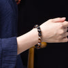 Natural Coffee Striped Agate Bracelet Handmade Round Bead Jewelry
