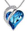 Love Heart Birthstone Necklace Pendant Geometric Alloy Jewelry