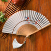 Chinese Style Bamboo Folding Fan with Silk Leaf and Tassel