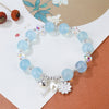 Aquamarine Daisy Charm Bracelet, Sterling Silver Key and Heart