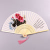 Silk and Bamboo Folding Fan, Hand Painted Floral Design