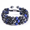 Natural Tiger Eye Black Magnetite Double Row Beads Bracelet