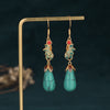 FengShui White Jade Luck Drop Earrings