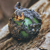 Dragon Pendant Necklace with Green Glow Bead, Copper