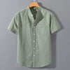 Men's Short Sleeve Button Down Cotton Linen Shirt