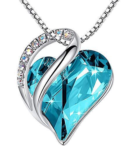 Love Heart Birthstone Necklace Pendant Geometric Alloy Jewelry