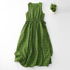 Sleeveless Plaid Summer Midi Dress With Pockets