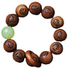 Engraved Tiger Wood Bracelet with Green Bead