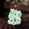 Jade Qilin Pendant Necklace with Red Bead