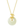 Sterling Silver Jade Pendant Necklace with Fox Motif
