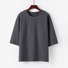 Men's Cotton Linen T-Shirt Elbow Sleeve Loose Fit