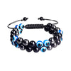 Tiger Eye Black Agate Evil Eye Double Row Bracelet