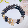 Silver Sheen Obsidian Bracelet with Heart, Star or Flower Charm