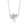 Sterling Silver Lotus Necklace with Rose Quartz