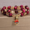Tiger Eye Double Wrap Bracelet with Pixiu or Fox Charm