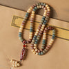 Vintage Multi-Color Bodhi Seed Mala with Agate Dzi Bead