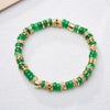 Rainbow Multi-Gemstone Disc Bead Bracelet with Gold-Tone Accents