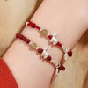 Year of the Horse Cinnabar Bracelet with Silver Tone Charm