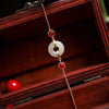 Gold-Tone Bracelet with White Jade Peace Buckle and Red Agate