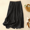 Cotton Linen A-Line Skirt with Side Slit and Pockets