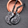 Black Obsidian Yin Yang Dragon Phoenix Necklace Pendant