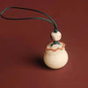 Money Bag Flower Blessing Keychain, Wood Phone Charm