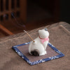 Ceramic Cat Incense Burner Cute Animal Decoration