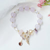Crystal Flower Bracelet with Leaf Charm