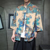 Men's Ice Silk Tang Suit Shirt with Frog Buttons and Pockets