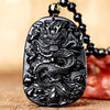 Black Obsidian Style Dragon Pendant Necklace