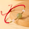 Hand-Braided Jade or Agate Bracelet, Red or Black Cord
