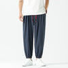 Men's Harem Pants Summer Casual Cotton Linen Cropped Trousers