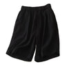 Black cotton linen wide leg shorts with pockets for women