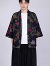 Men's Printed Open Front Kimono Jacket, Half Sleeve