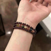 Faux Garnet Triple Wrap Bracelet with Multicolor Beads