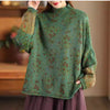 Women's Sweater Long Sleeve Mock Neck Floral Print Cotton Knit Top
