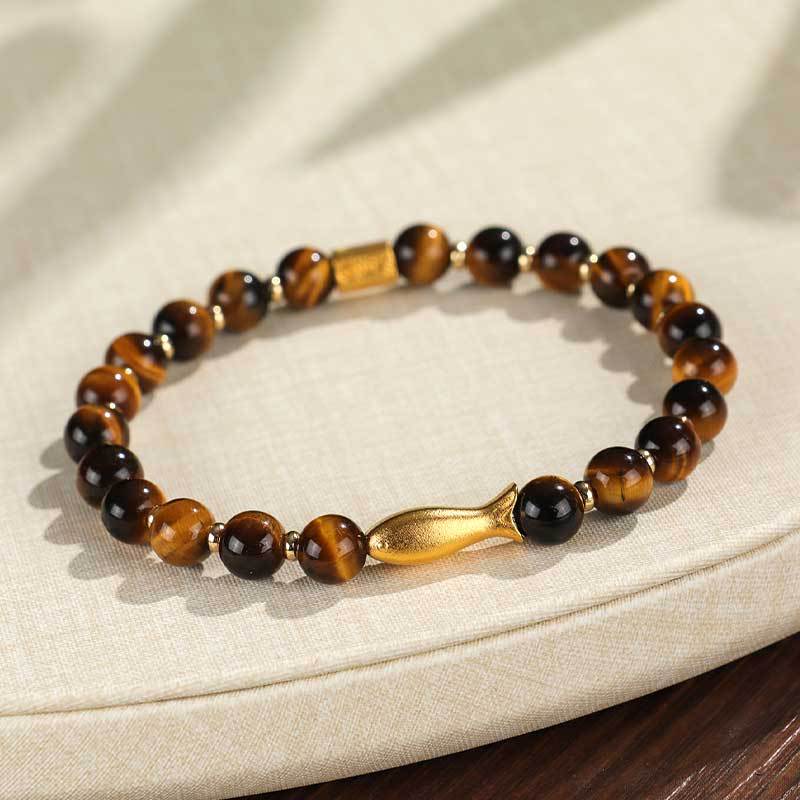 Tiger Eye Fish Charm Bracelet
