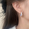 Blue and White Porcelain Heart Earrings, Copper 14K Gold Plated