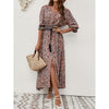 Printed Linen Maxi Dress with Lantern Sleeves