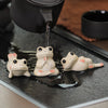 Ceramic Frog Tea Pet Figurines with Lotus Leaf Dish