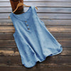 Women's Vest Cotton Linen Sleeveless Button Top