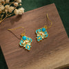 Gold-Tone Enamel Earrings with Faux Turquoise