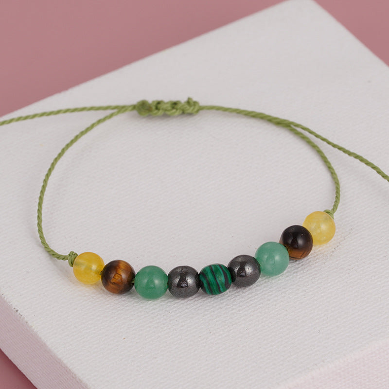 Handmade Agate Bead Bracelet, Stone and Thread