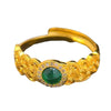 Gold-Tone Filigree Ring with Green Stone