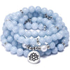 108 Natural Stone Mala Bead Lotus Pendant Bracelet