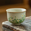 Ceramic Tea Cup with Peach Blossom or Daisy Floral Design