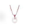 Chalcedony Cat Ear Pendant Necklace with Peace Buckle