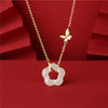 Sterling Silver Butterfly Hetian Jade Flower Necklace