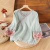 Embroidered Linen Top for Women, Traditional Chinese Style