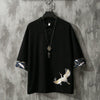 Men's Linen Blend Half Sleeve Chinese Tang Suit Shirt